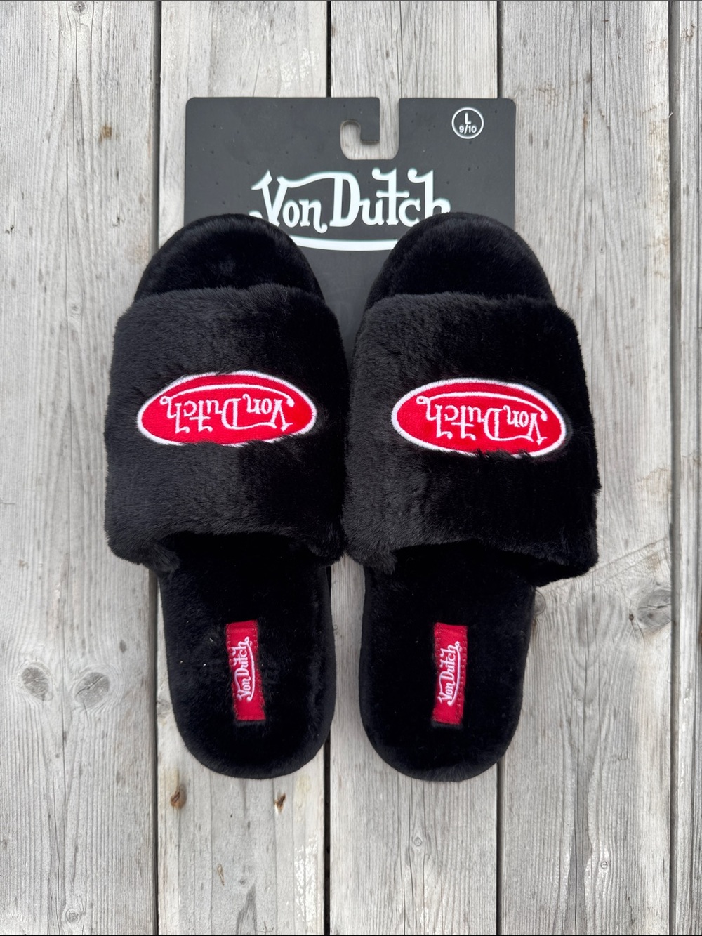 Von Dutch Logo Slip On Slippers NWT
